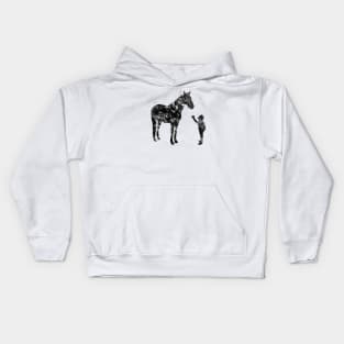 Little boy with horse Kids Hoodie